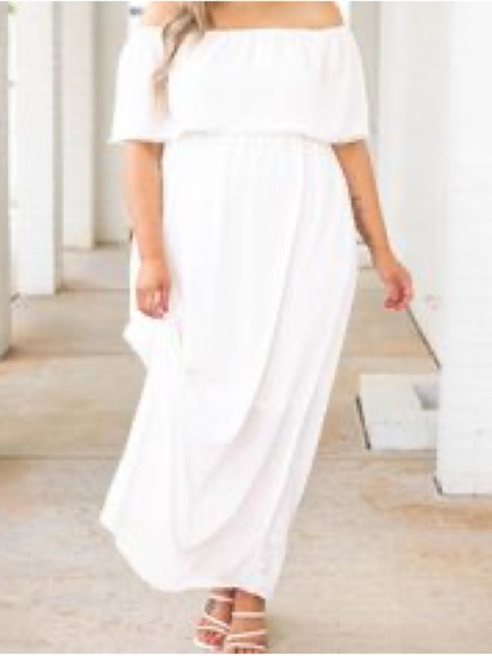 Chic Soul Off-Shoulder White Maxi Dress